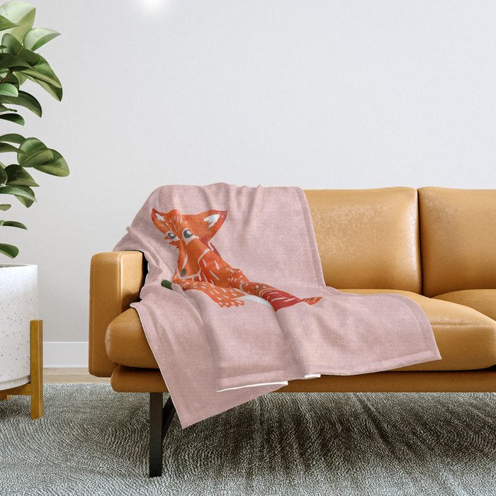 Christmas Fox - Illustration Throw Blanket