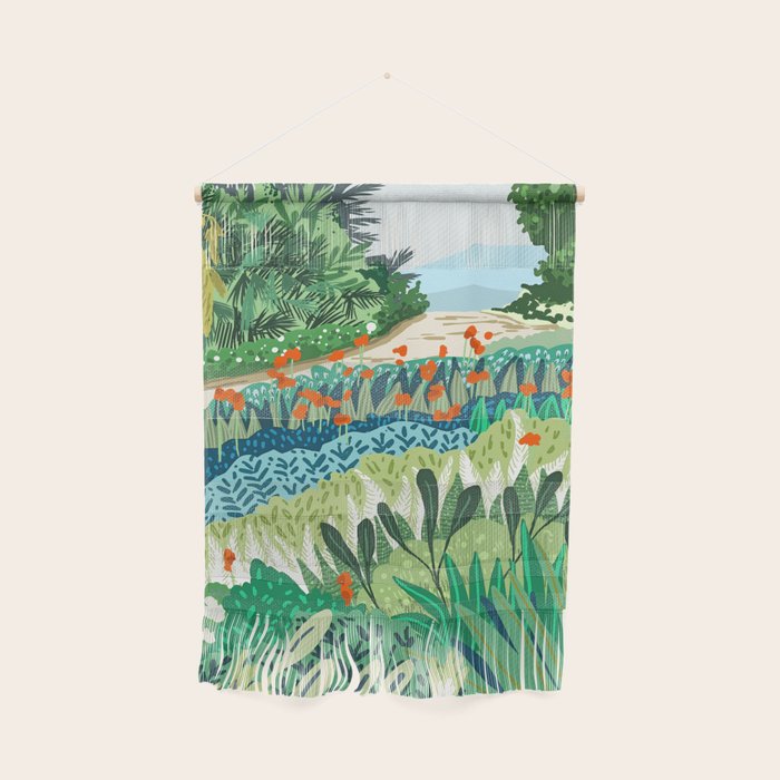 Solo Walk, Nature Jungle Forest Tropical Colorful Vibrant Bortanical Illustration Painting Wall Hanging
