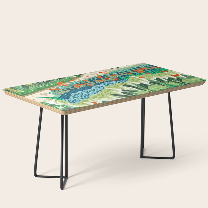 Solo Walk, Nature Jungle Forest Tropical Colorful Vibrant Bortanical Illustration Painting Coffee Table