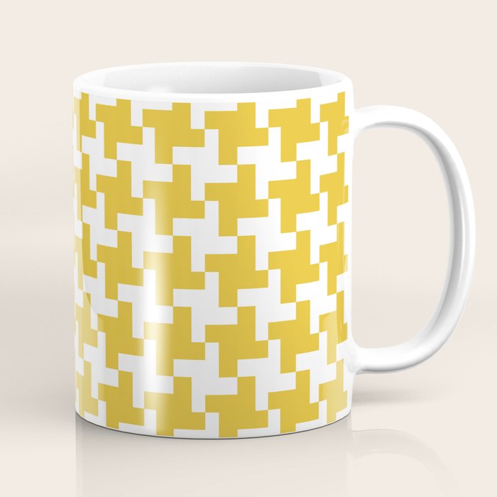 Houndstooth Pattern Mustard Yellow Coffee Mug