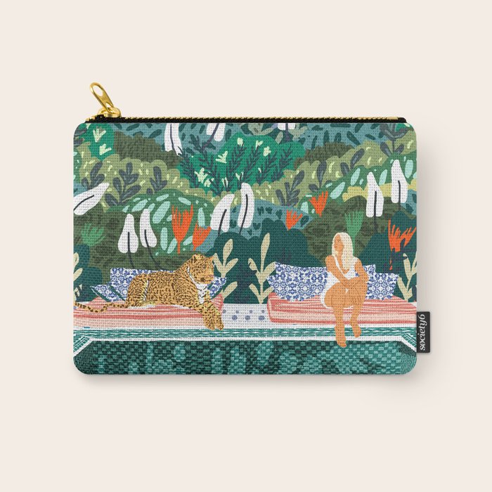 Chilling By The Pool With My Leopard Tropical Jungle Nature Wildlife Bohemian Morocco Travel Carry All Pouch
