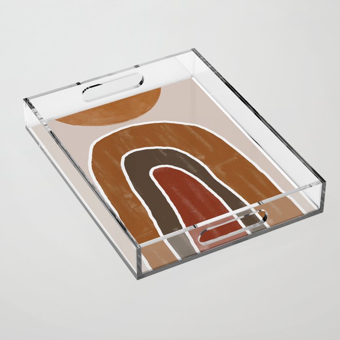 Abstract Rainbow, Burnt Orange Acrylic Tray