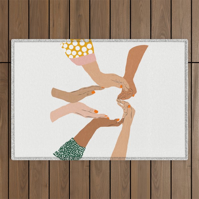 Indiscrimination | Anti-Racism Painting | Unity Illustration | Women Empowerment Growth Mindset Outdoor Rug