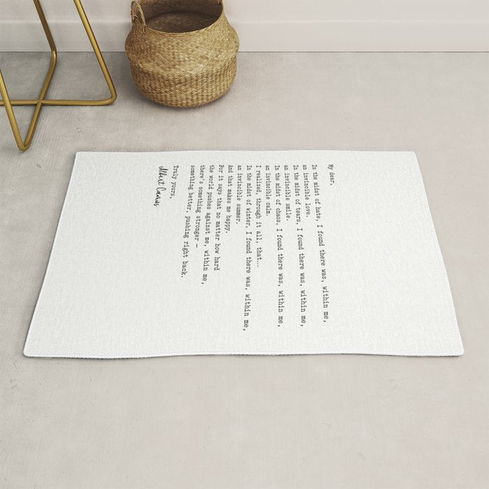 Albert Camus Quote - My Dear In The Midst Of Hate I Found Rug