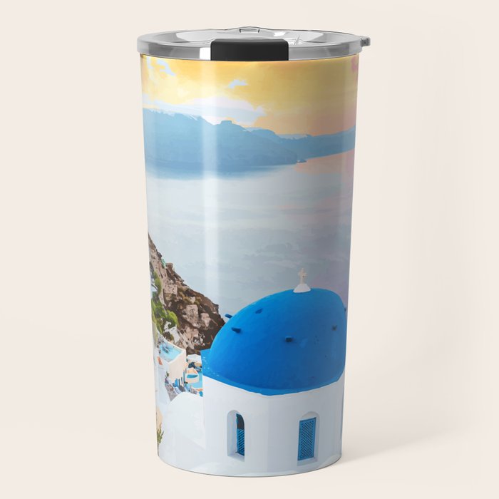 Greek Fantasy, Greece Travel Tropical Photography, Nature Landscape Ocean Architecture Graphic Travel Mug