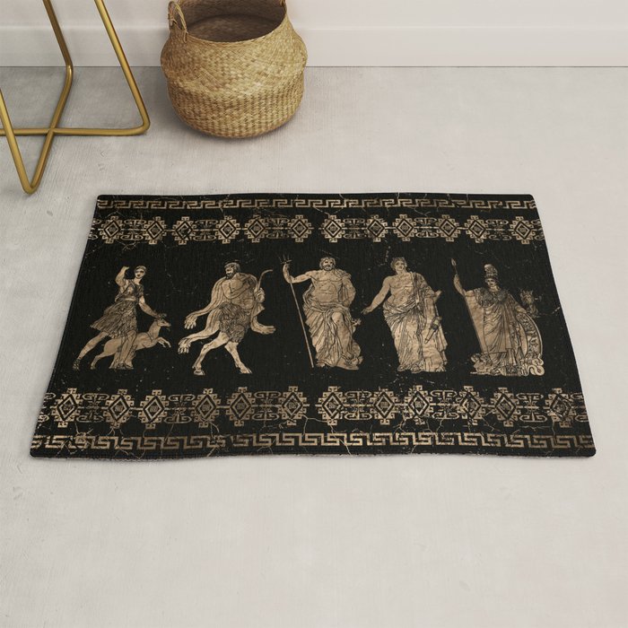 Greek Deities And Meander Key Ornament Rug
