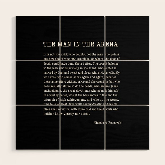 The Man In The Arena, Theodore Roosevelt Quote, Wood Wall Art