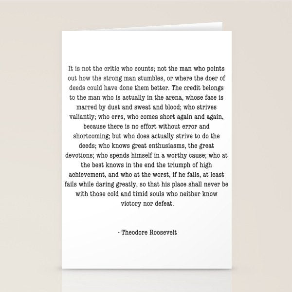 Man In The Arena Theodore Roosevelt Stationery Card