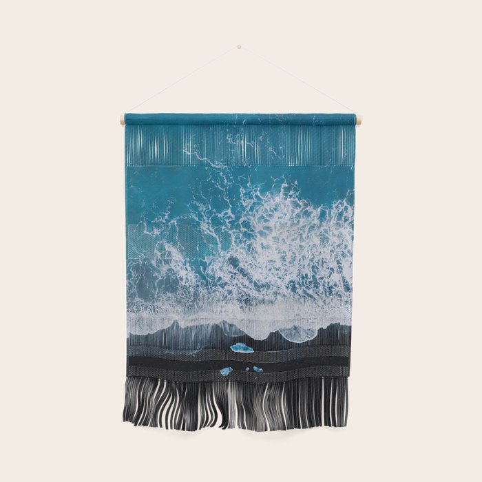 Minimalist Waves On A Beach In Iceland Wall Hanging