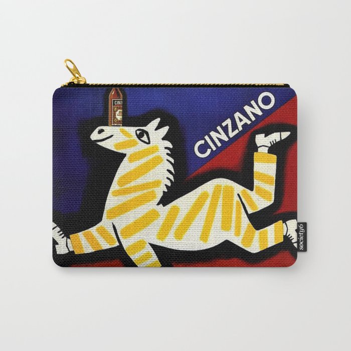 Vintage Cinzano Italian Yellow Zebra Advertisement Wall Art Carry All Pouch