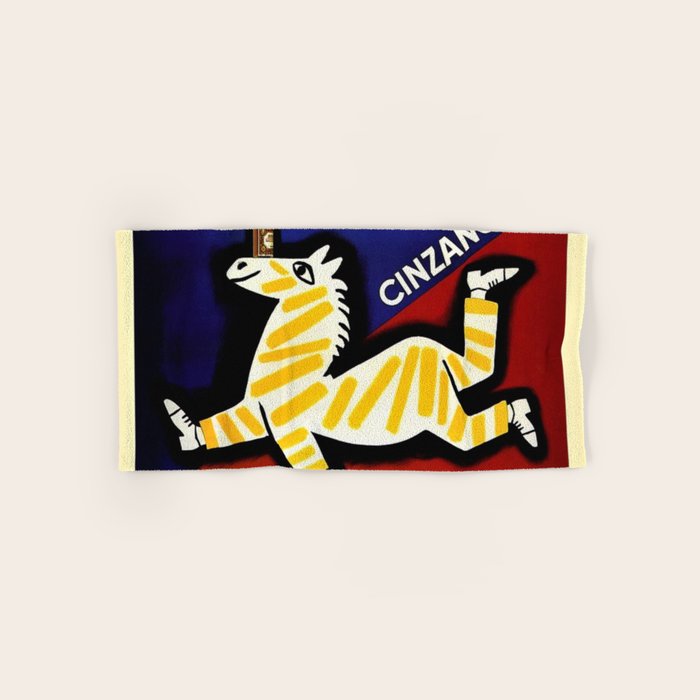 Vintage Cinzano Italian Yellow Zebra Advertisement Wall Art Bath Towel