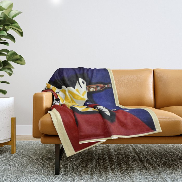 Vintage Cinzano Italian Yellow Zebra Advertisement Wall Art Throw Blanket