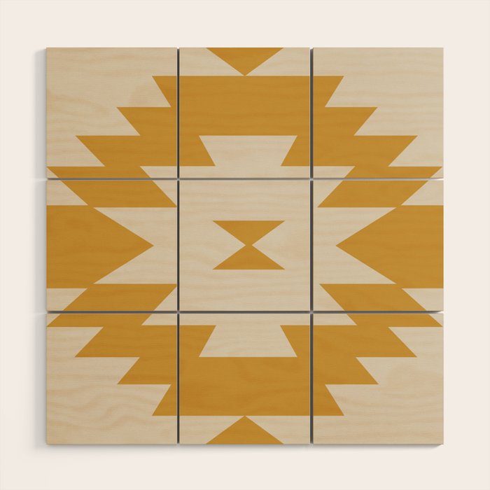 Southwestern Minimalism - Golden Yellow Neutral Beige Wood Wall Art