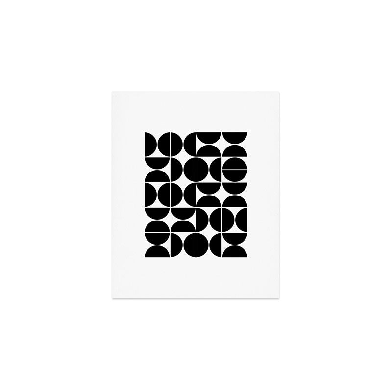 Mid Century Modern Geometric 04 Black Art Print