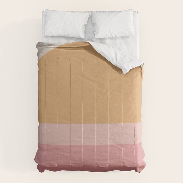 Minimal Retro Sunset Sunrise - Neutral Pink Comforter