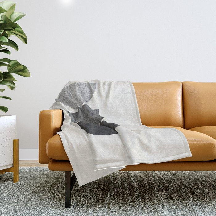 Woodblock Black And White Mid Century Modern Throw Blanket