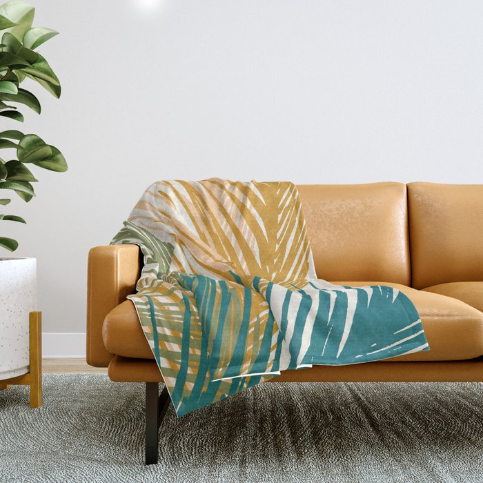Golden Hour Palms Modern Botanical Throw Blanket
