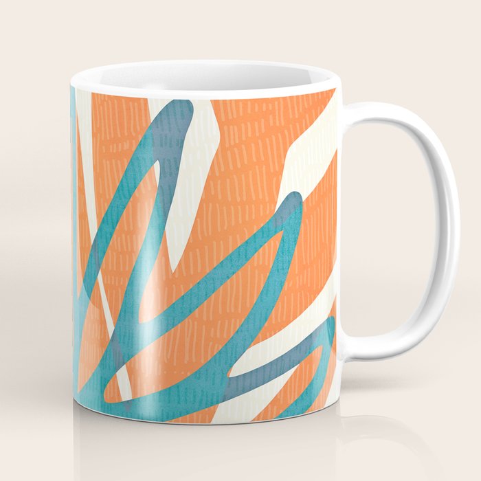 Mid Century Nature Print / Teal And Orange Coffee Mug