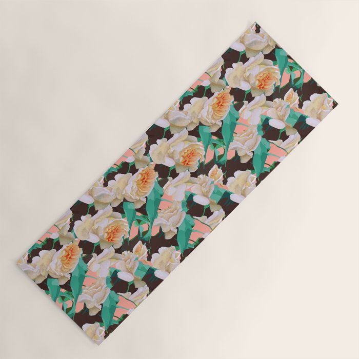 Tropical & White Blossom #Painting #Tropical #Botanical Yoga Mat