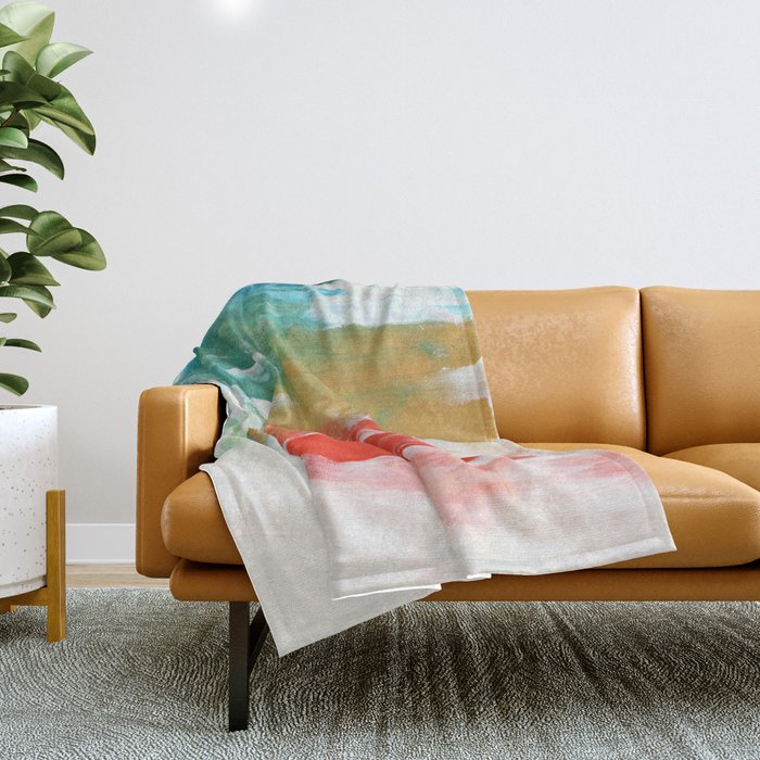 Ejaaz Haniff Colorful Abstract Acrylic Painting 'Storm In Paradise' Throw Blanket