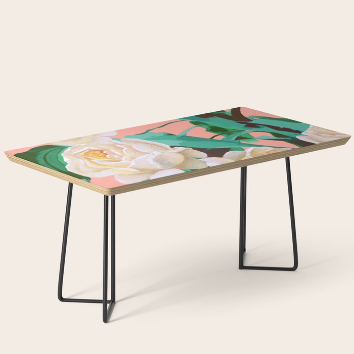 Tropical & White Blossom #Painting #Tropical #Botanical Coffee Table