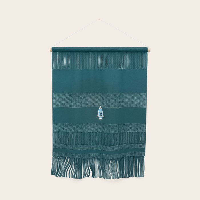 Minimalist Boat In Blue Lake  Wall Hanging
