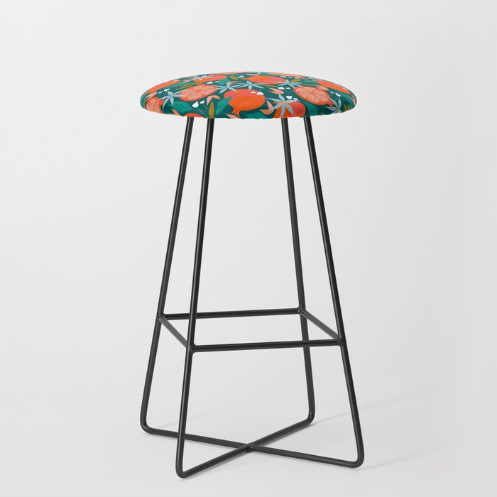 Summer Pomegranate, Tropical Fruit Illustration, Colorful Eclectic Bohemian Juicy Summer Botanical Stool