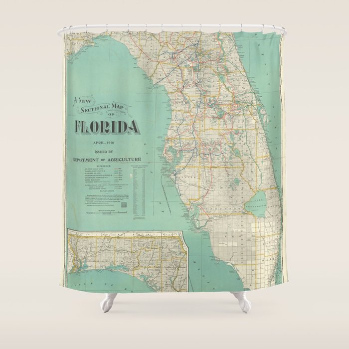 Vintage Florida Map (1916) Shower Curtain