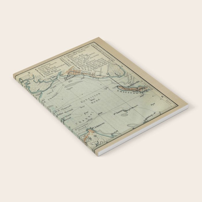 Vintage Map Of Charleston Sc Harbor (1904) Notebook