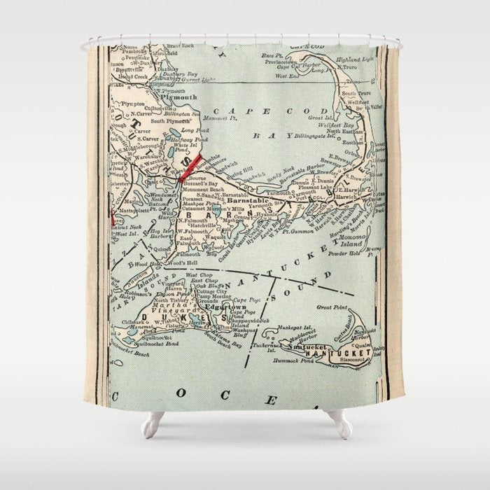 Vintage Cape Cod Map (1893) Shower Curtain