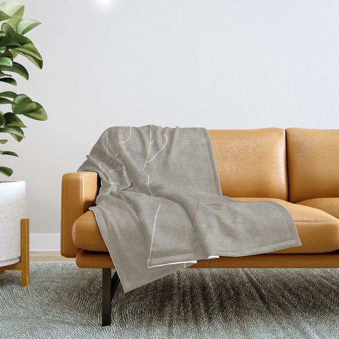 Minimal Line Art Woman Figure Ii Throw Blanket
