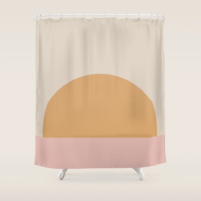Minimal Sunrise Sunset - Earthy Neutral Shower Curtain