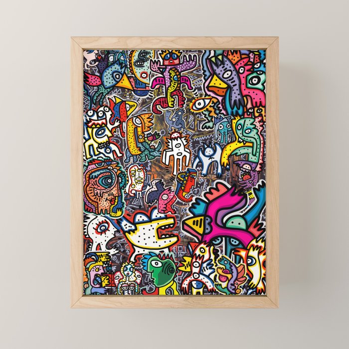 Stickers Attack Street Art Graffiti Mini Art Print