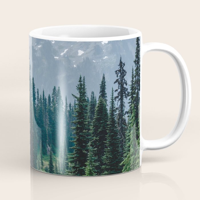 Mount Rainier Adventure Iii - Pacific Northwest Mountain Forest Wanderlust Coffee Mug