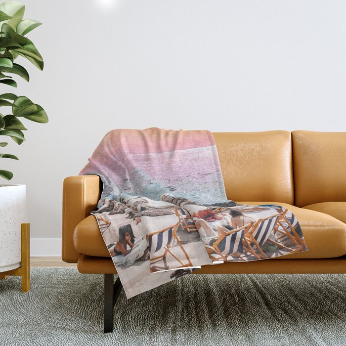 Beach Day, Travel Photography Digital Wall Decor, Tropical Beach Island Collage Throw Blanket