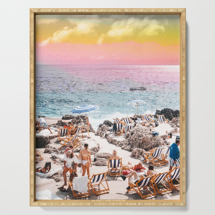 Beach Day, Travel Photography Digital Wall Decor, Tropical Beach Island Collage Serving Tray