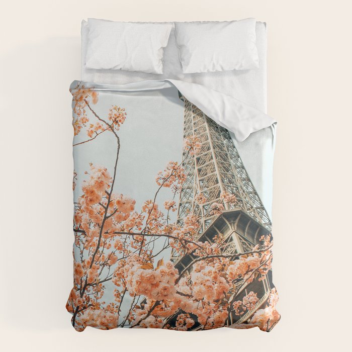 Paris In Spring | Travel Photography Eifel Tower | Wonder Building Architecture Love Duvet Cover