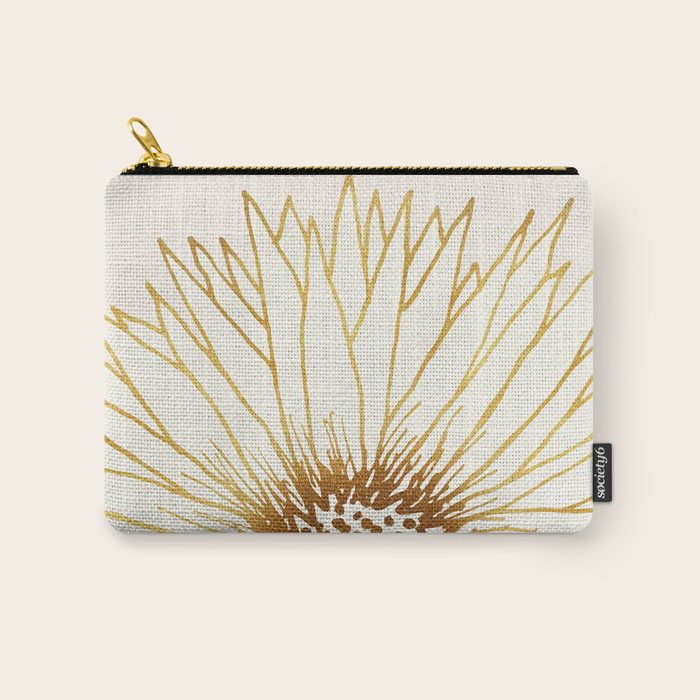 Gold Sunflower Floral Illustration Carry All Pouch