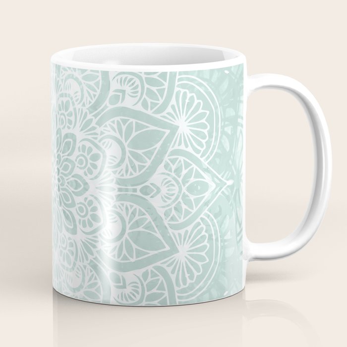 Mandala, Yoga, Love, Flower Of Life, Teal Green Coffee Mug