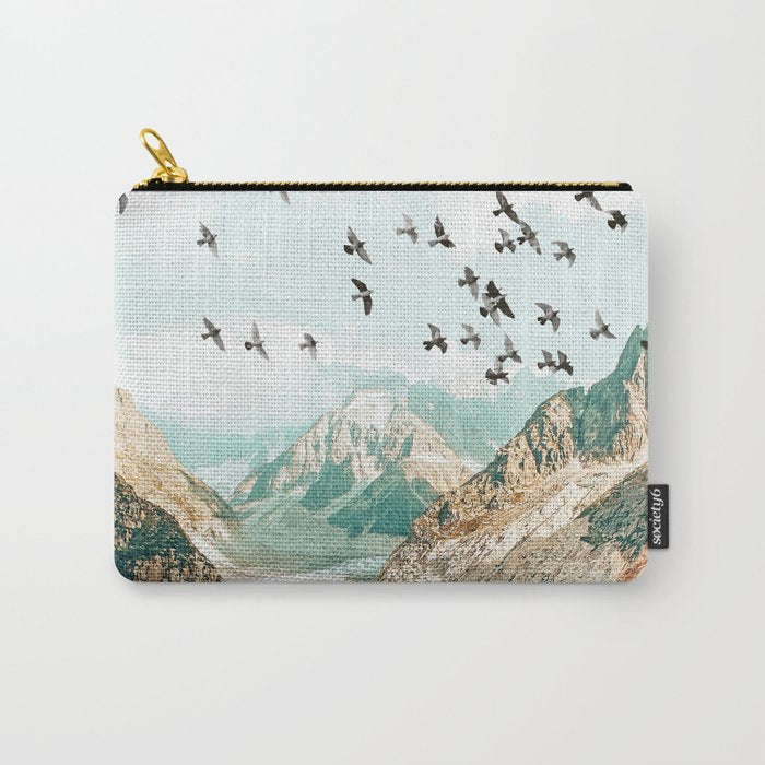 Apricity, Scenic Neutral Pastel Nature Travel Photography, Mountains Exotic Birds Landscape Path Carry All Pouch
