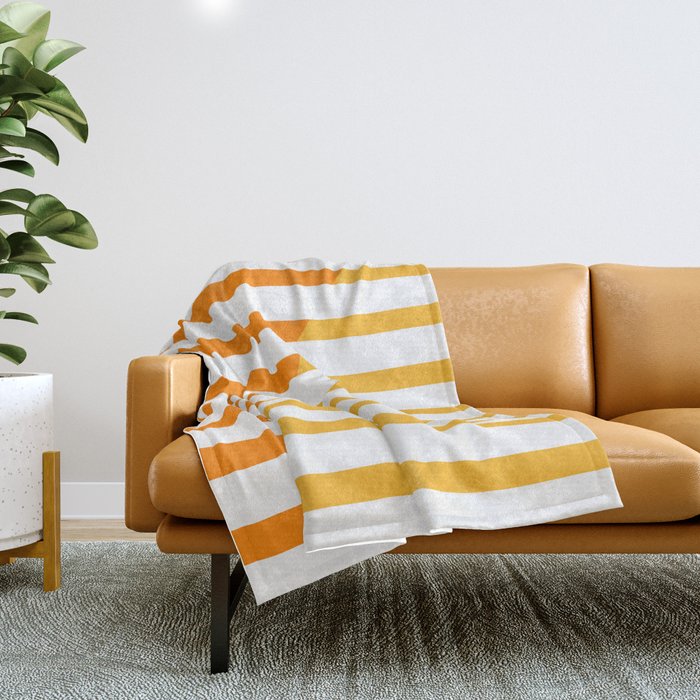 Beach Stripes Orange Yellow Throw Blanket