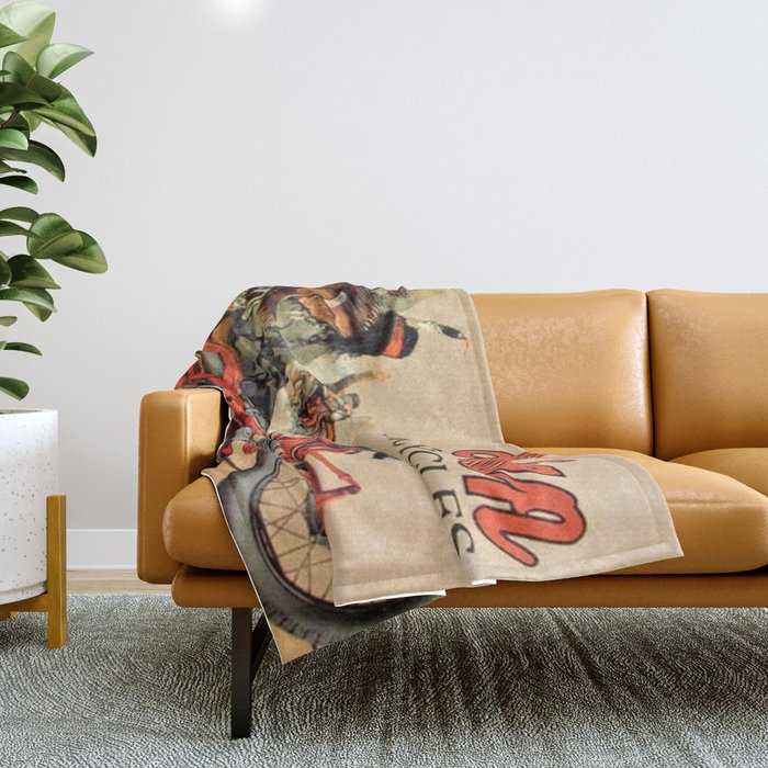 Classic Indian Roadmaster Biker Motorcycle Vintage Advertisement Poster Throw Blanket