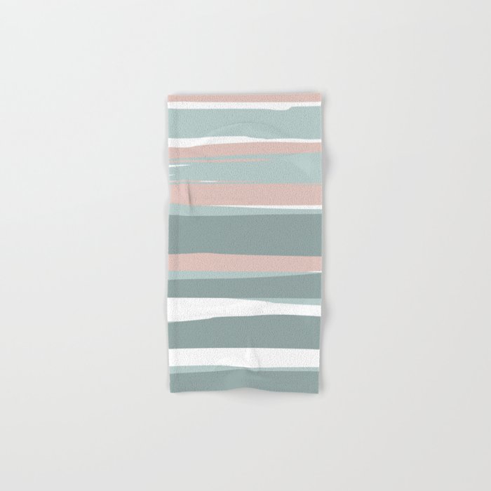 Festive, Abstract, Stripes Pattern, Pink, Green, White Bath Towel