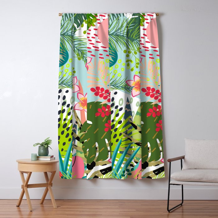 Tropical, Palms, Jungle Prints, Nature Art. Window Curtain