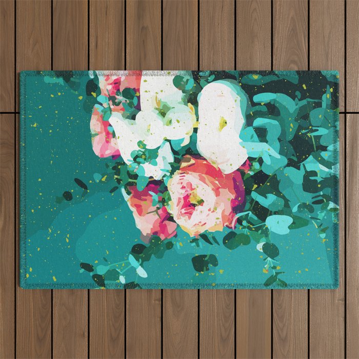 Floral & Confetti #Digitalart #Floral Outdoor Rug