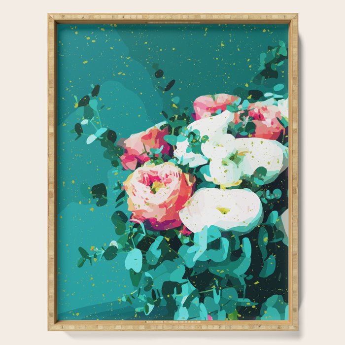 Floral & Confetti #Digitalart #Floral Serving Tray