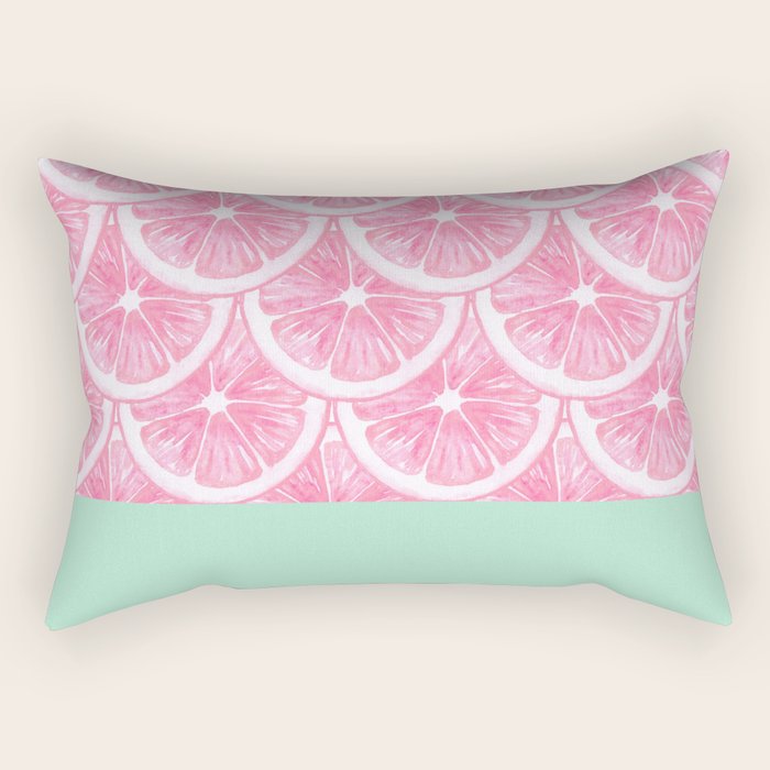 Zesty Splice - Pink Grapefruit Rectangular Pillow
