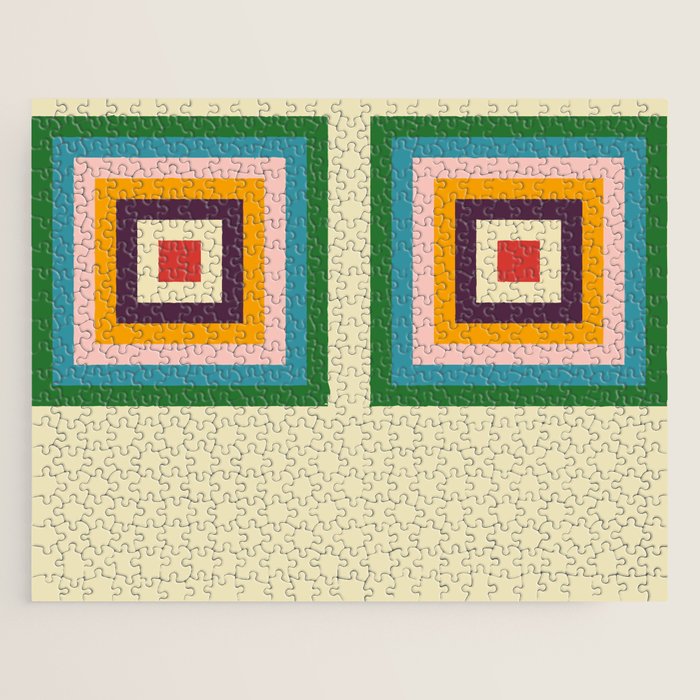 Retro Colored Square Space Jigsaw Puzzle