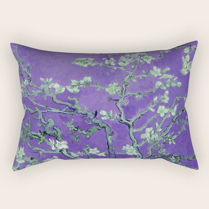 Vincent Van Gogh "Almond Blossoms" (Edited Purple) Rectangular Pillow