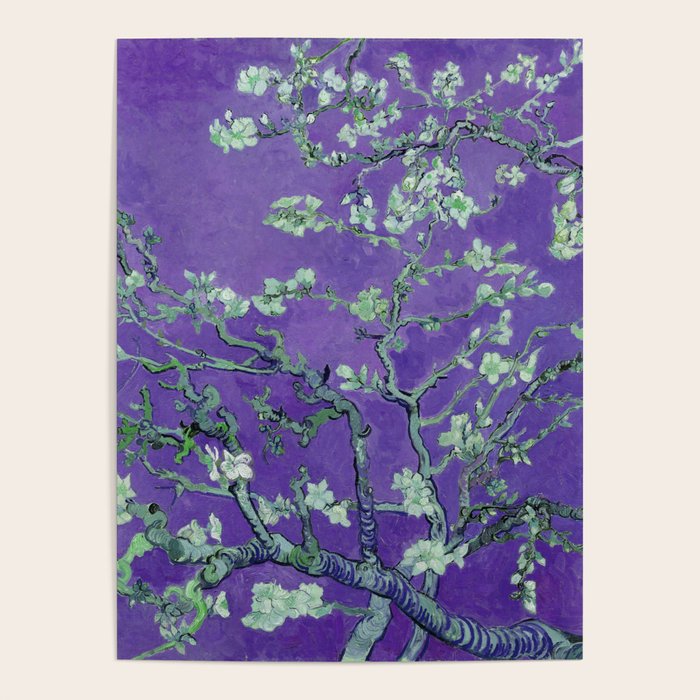 Vincent Van Gogh "Almond Blossoms" (Edited Purple) Poster